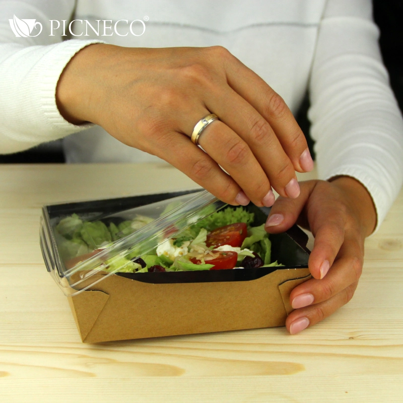 товар Контейнер бумажный с крышкой, 900мл, 150*150*55 мм, черный BK064C